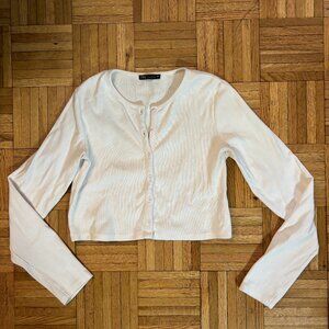 white ribbed Zara cardigan
